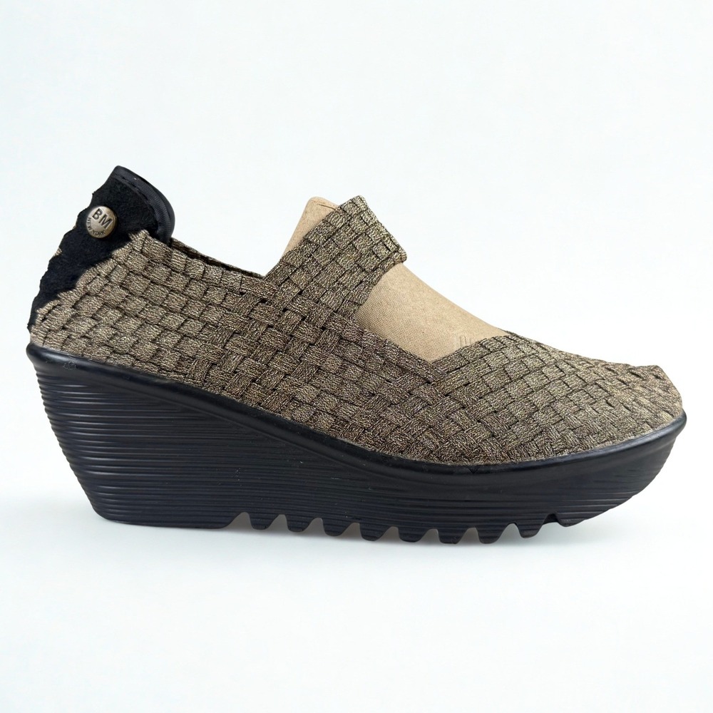 Bernie Mev Lulia Wedge Sandals Womens 39‎ Bronze Woven Elastic Platform Shoes